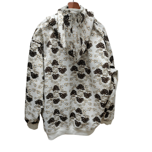 Raw Blue Hoodie Heavyweight Full Zip Men's 2XL All Over Print Trees - Picture 2 of 16